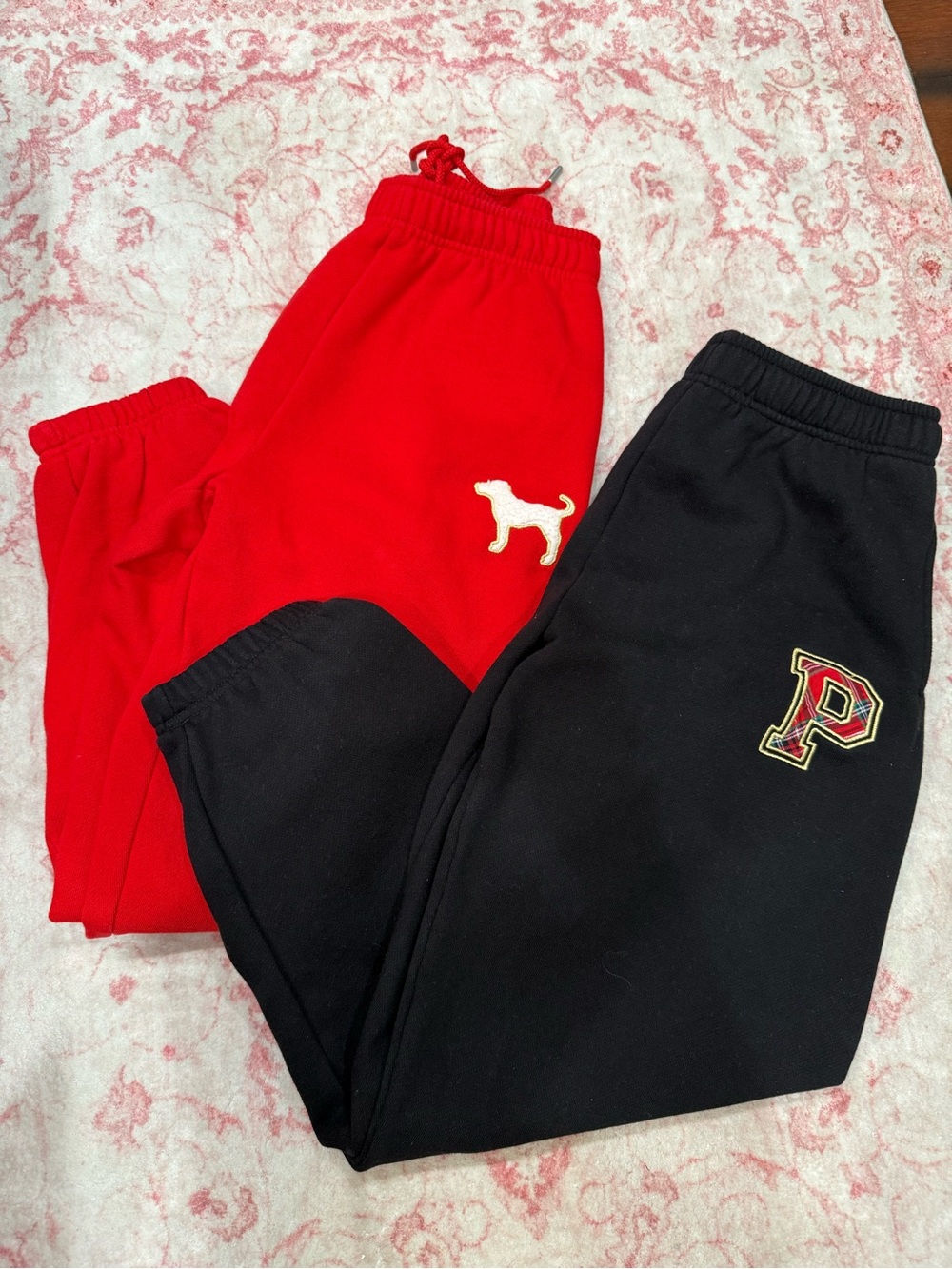 PINK Victoria's Secret Red & Black womens Jogger Set SMALL